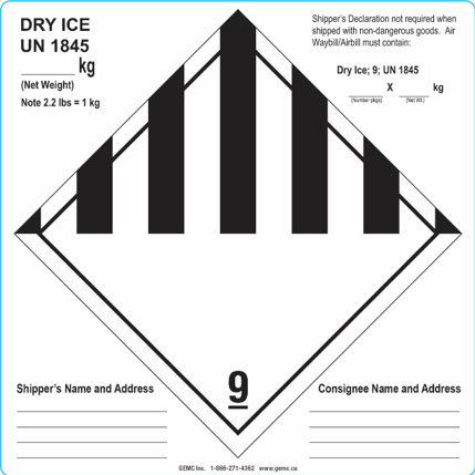 Hazard Class 9 Dry Ice - Air Only Labels – GEMC Inc