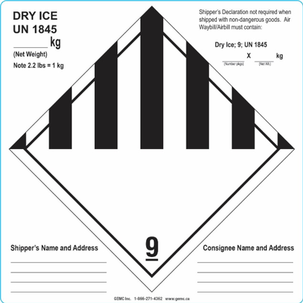 Hazard Class 9 Dry Ice - Air Only Labels