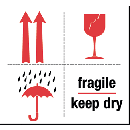 Fragile/Keep Dry/ This way up/Red Glass
